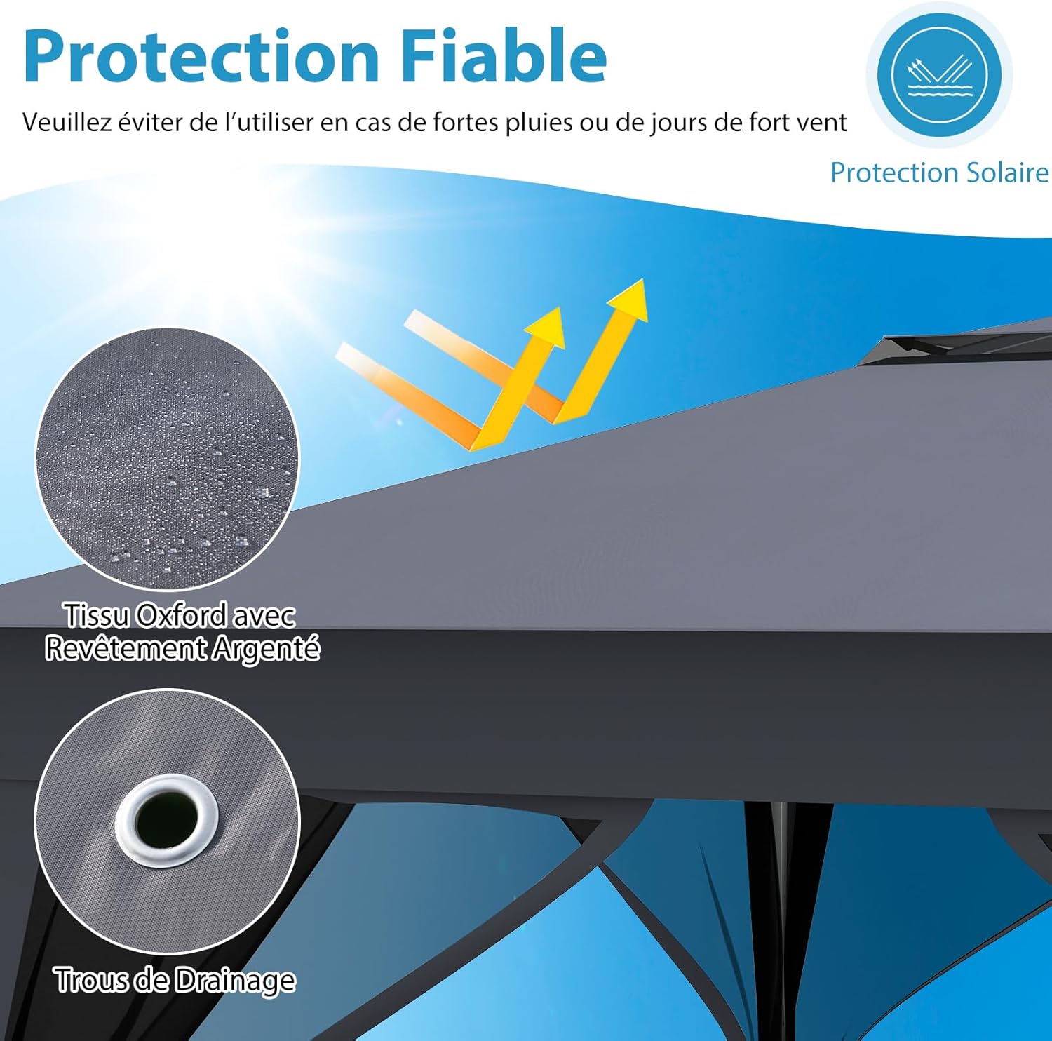 RELAX4LIFE - Tonnelle pliante série jardin - 3x3m - moustiquaires, toit ventilé, protection solaire