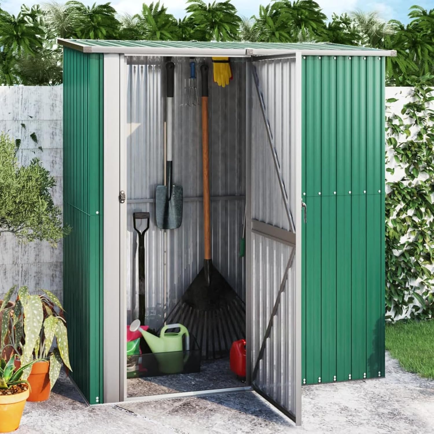 Homgoday - abri de jardin en acier galvanisé - 180,5x97x209,5cm - solide et durable