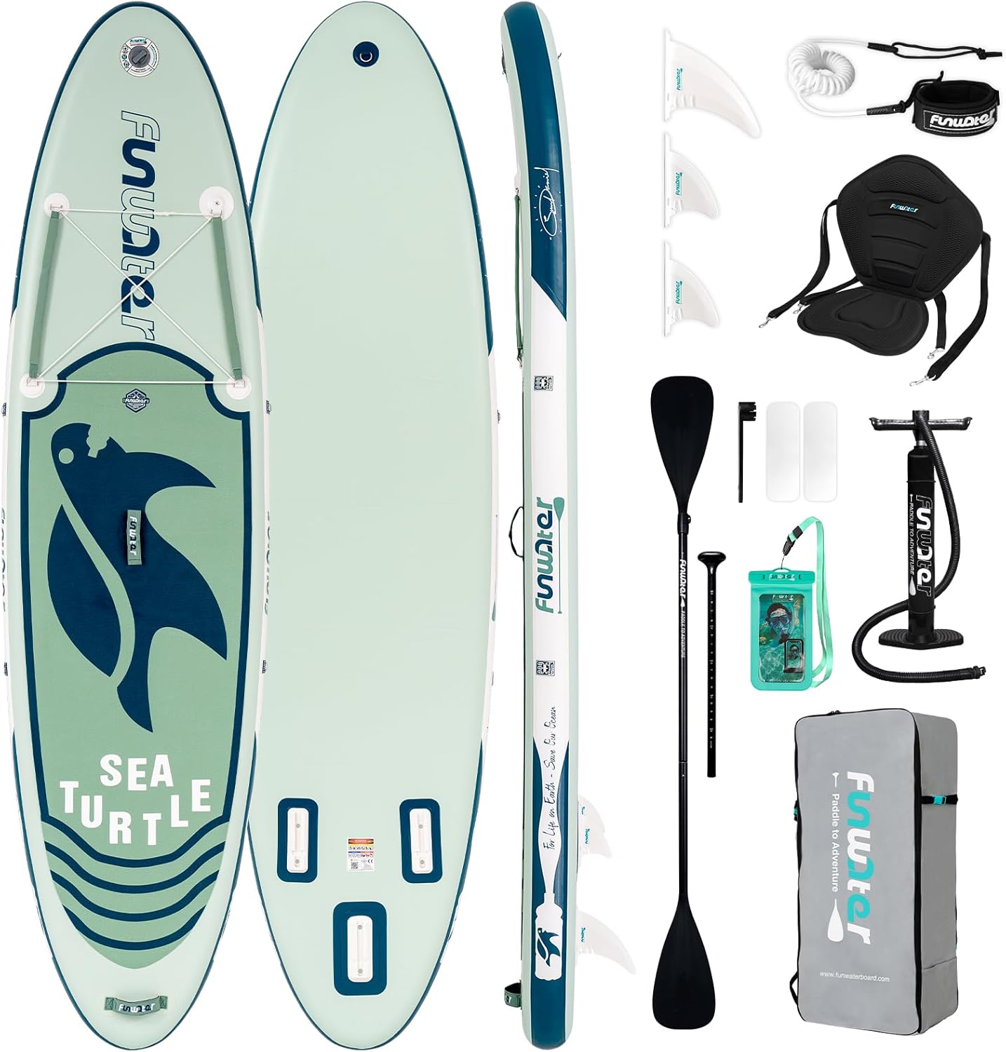 FunWater - Surf Gonflable Accessoire complet 320cm Pagaie Sac Pompe Laisse