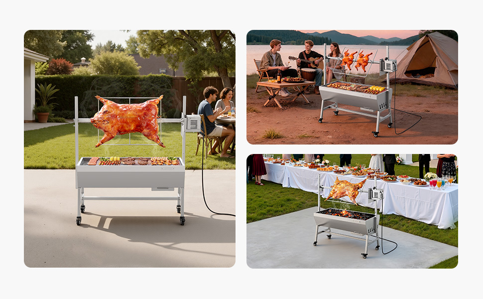 electric rotisserie grill pig lamb spit roaster stand