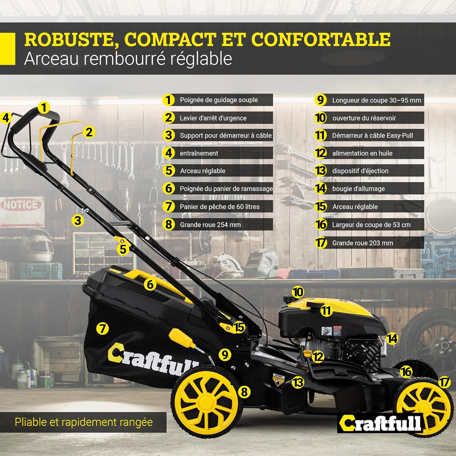Craftfull - tondeuse série CR-196, 190 cm³, 4KW, autotractée CR-196-30