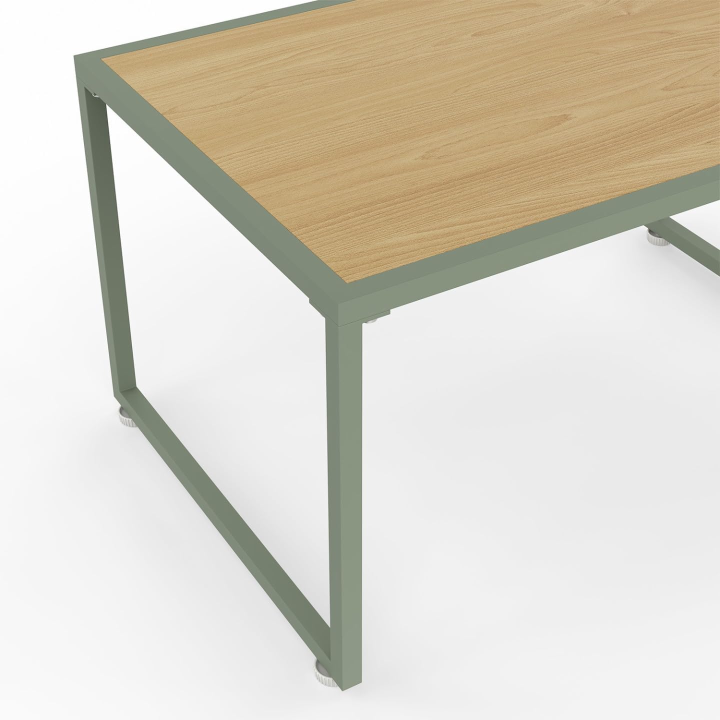 IDMarket - Rio - salon bas 4 places métal vert, cordage rotin, coussins beige