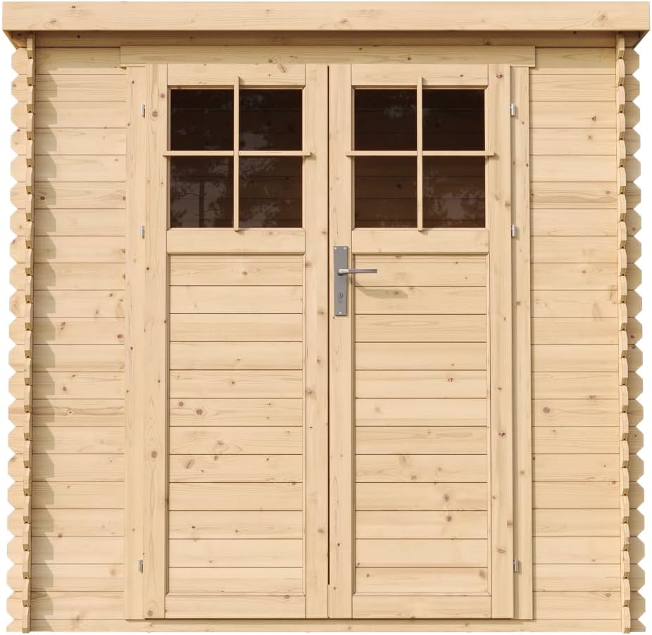 TIMBELA - abri de jardin bois, 204x142x200cm, porte verrouillable, toit étanche, fenêtres, M311F