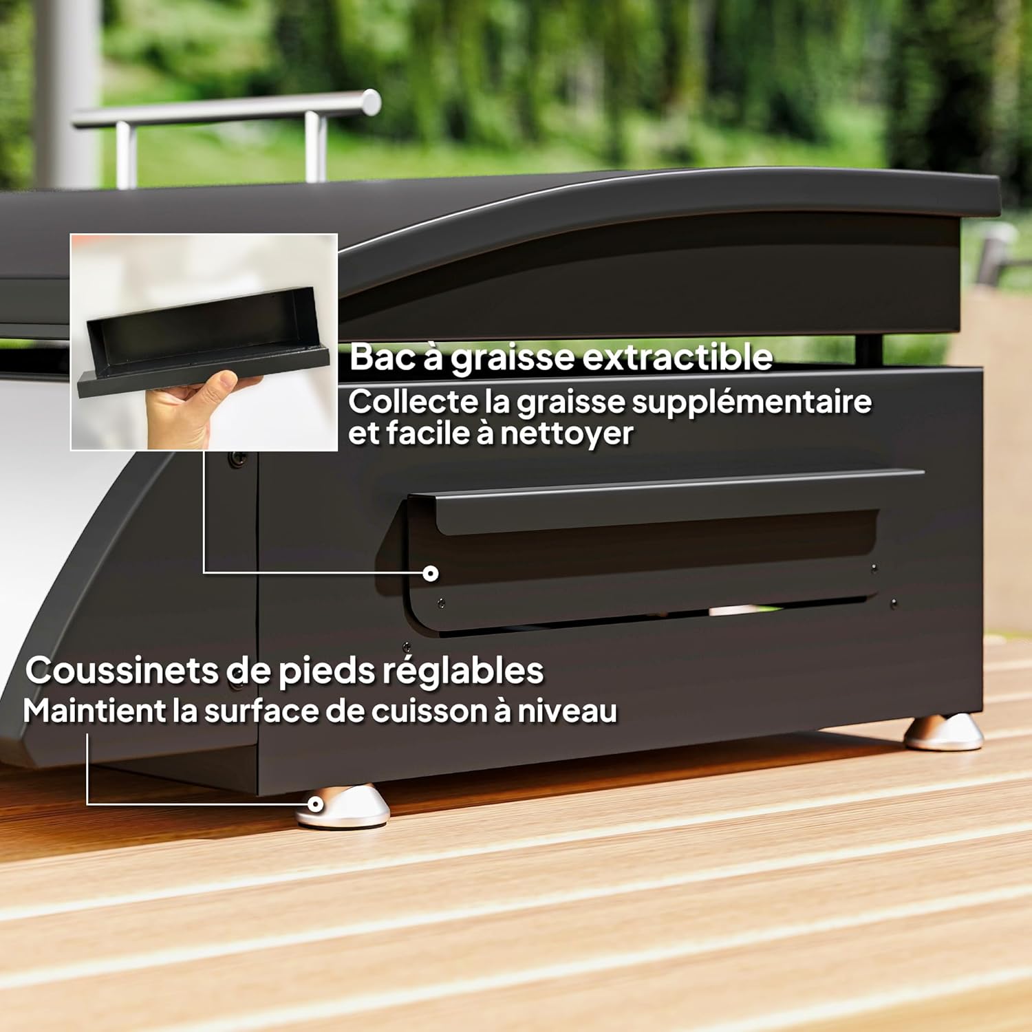 Outsunny - Plancha gaz 3 brûleurs, 61x35,5cm, couvercle, portable, 7,5kW