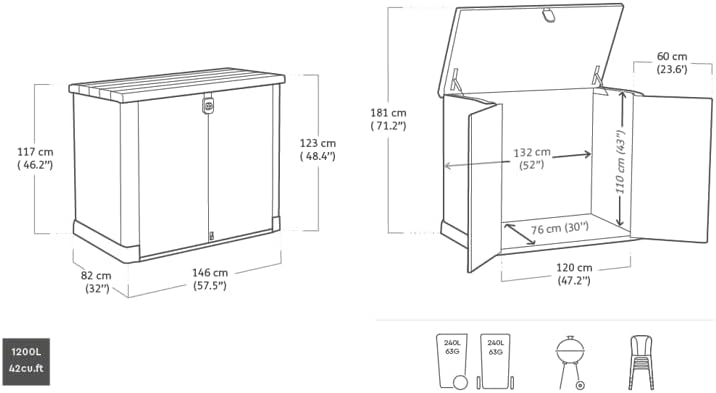 Keter - Abri horizontal Range SIO Pro - 1200L - rangement poubelle, résistant, gris SIO Pro