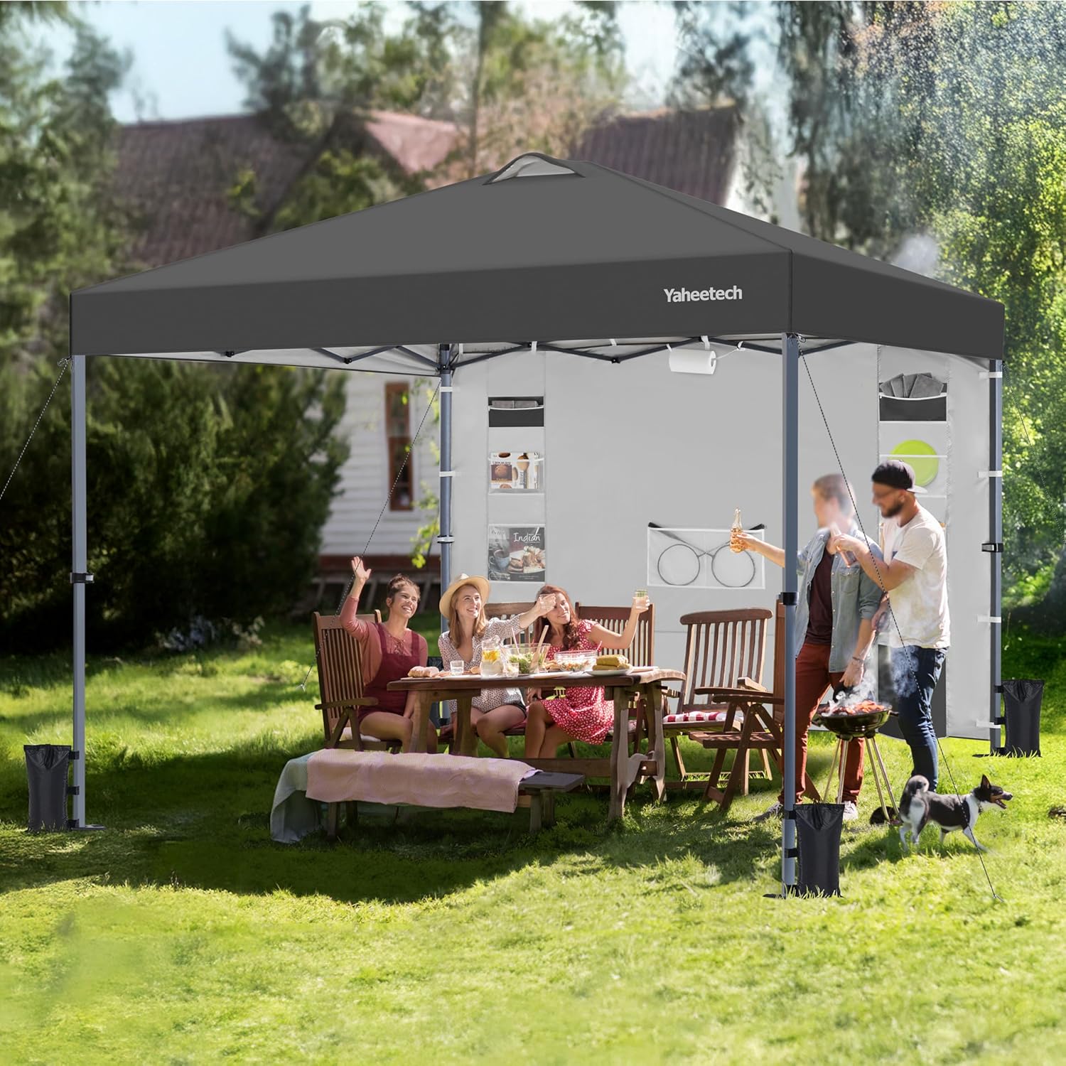 Yaheetech - tonnelle pliante réglable - imperméable, anti-UV, parois latérales