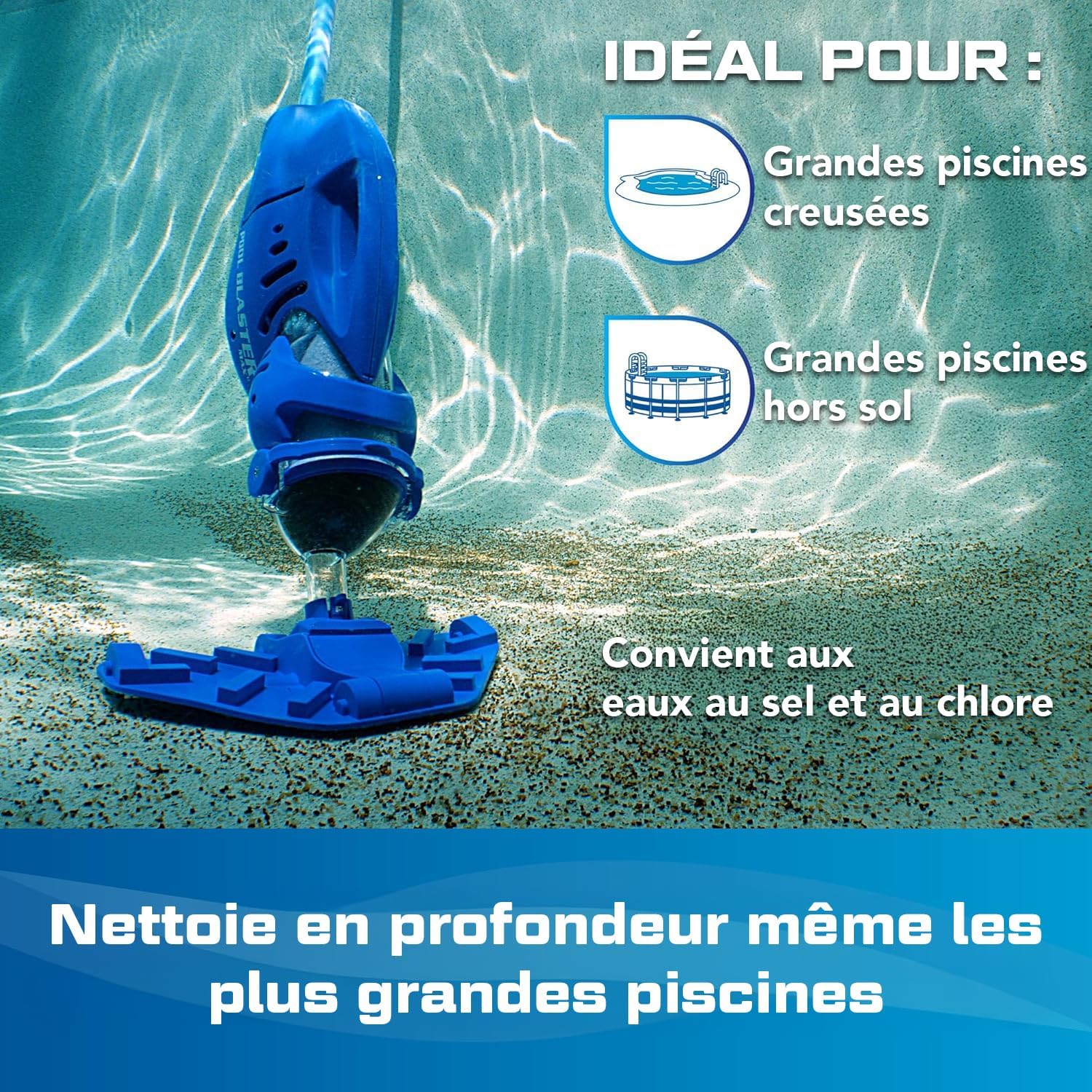Water Tech - Pool Blaster Max Li - aspirateur piscine sans fil, puissance accrue, moteur P30, spa, CG