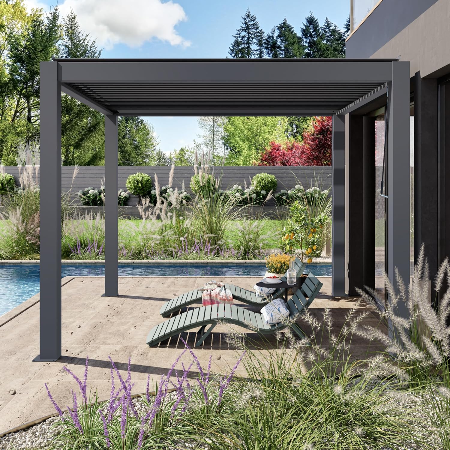 Primeyard - Pergola série aluminium 3x3 m - lames orientables