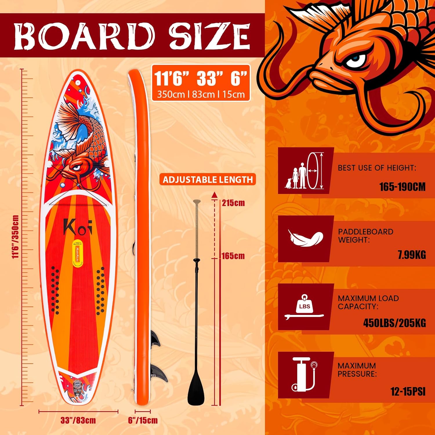 FunWater - planche de surf gonflable - 320x81x15cm - pagaie, pompe, sac, accessoires