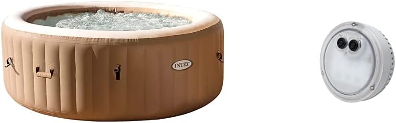 Intex - Pure Spa Sahara 4 places - rond, 795L, 120 bulles, LED ambiance
