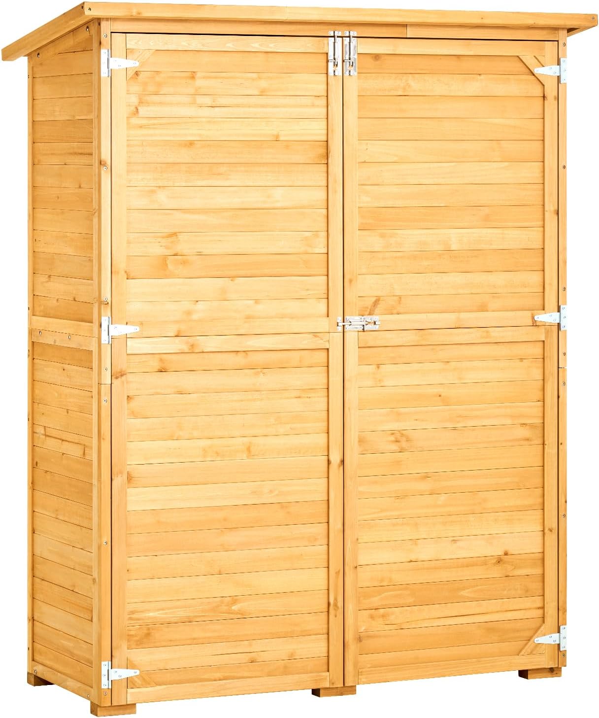 VEVOR - Abri de Jardin bois, 1400x600x1715 mm, toit étanche, cadre métal, portes doubles à serrure