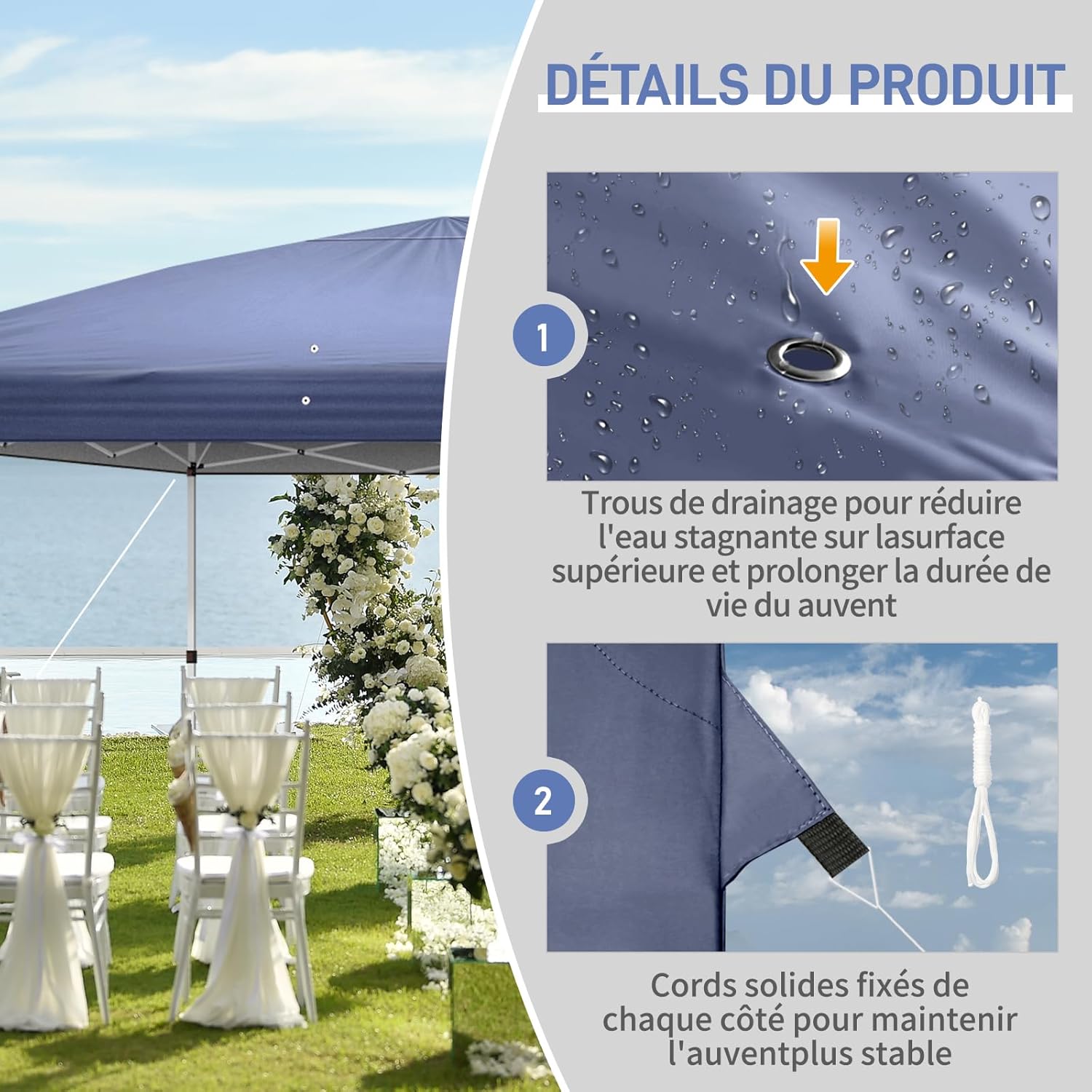 LEADZM - tonnelle pliante 3x6m - anti-UV 50+, imperméable, 6 moustiquaires
