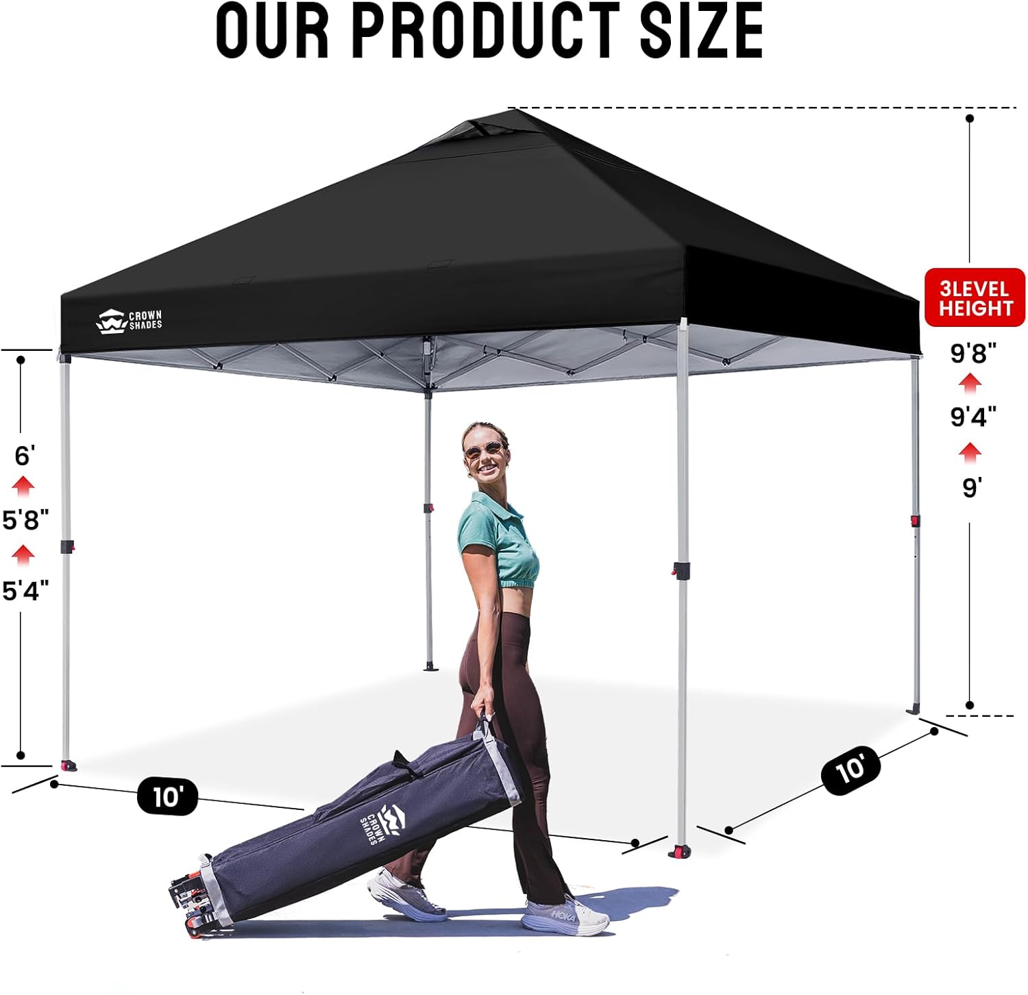 CROWN SHADES - tonnelle pliante - 3x3m - imperméable UPF50+, sac, sacs de sable