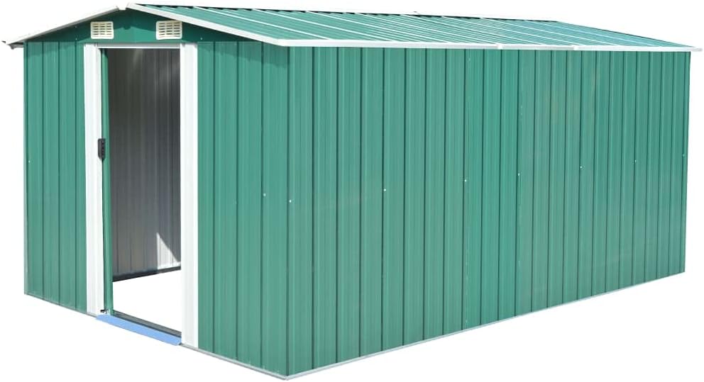 ShGaxin Abri de jardin extérieur en métal vert 257 x 392 x 181 cm