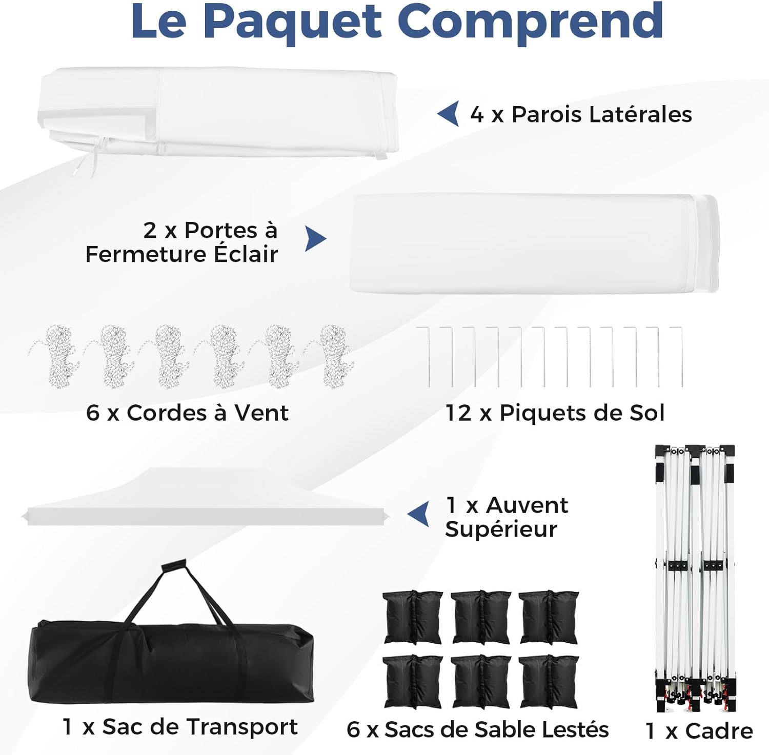 RELAX4LIFE - tonnelle pliante série 3x6 - 3x6 m - imperméable, 6 parois amovibles, hauteur réglable, portes zippées, ant