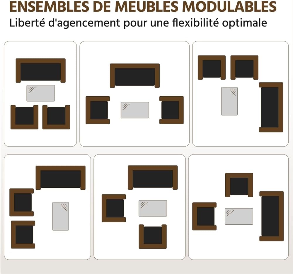 Yaheetech - Salon de jardin 4 places - polyrotin métal, coussins, canapé, fauteuils, table, extérieur