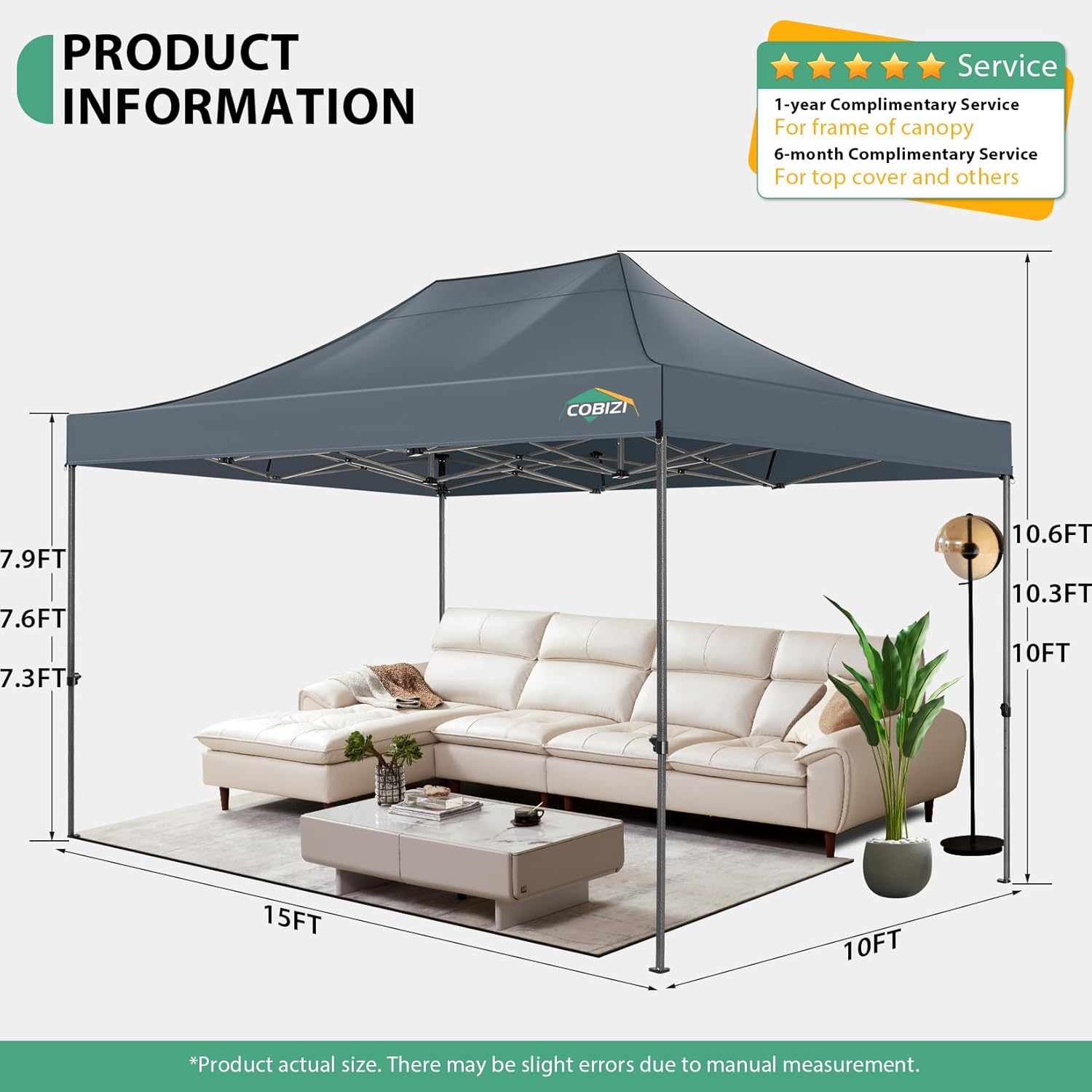 COBIZI - Tonnelle pliante série - 3x4,5m - étanche, UV50+, 4 panneaux