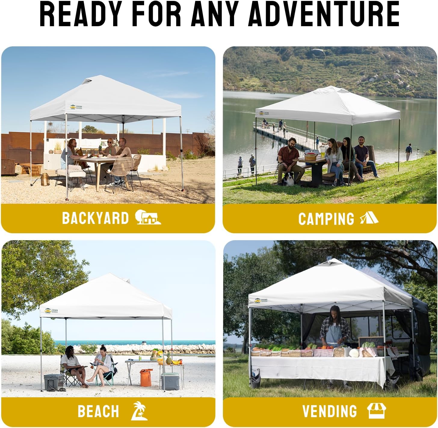 CROWN SHADES - tonnelle pliante - 3x3 m - imperméable, UPF 50+, sacs de sable