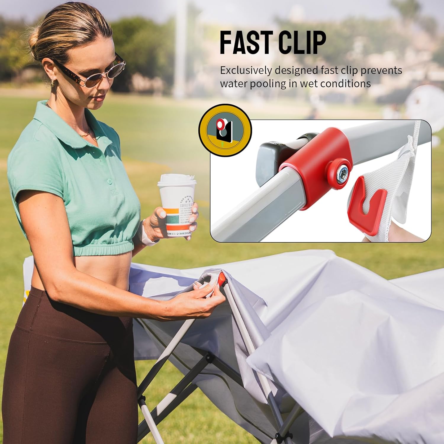 CROWN SHADES - Tonnelle Pliante - 3x3m - Imperméable, UPF 50+, 4 parois, sacs, blanc