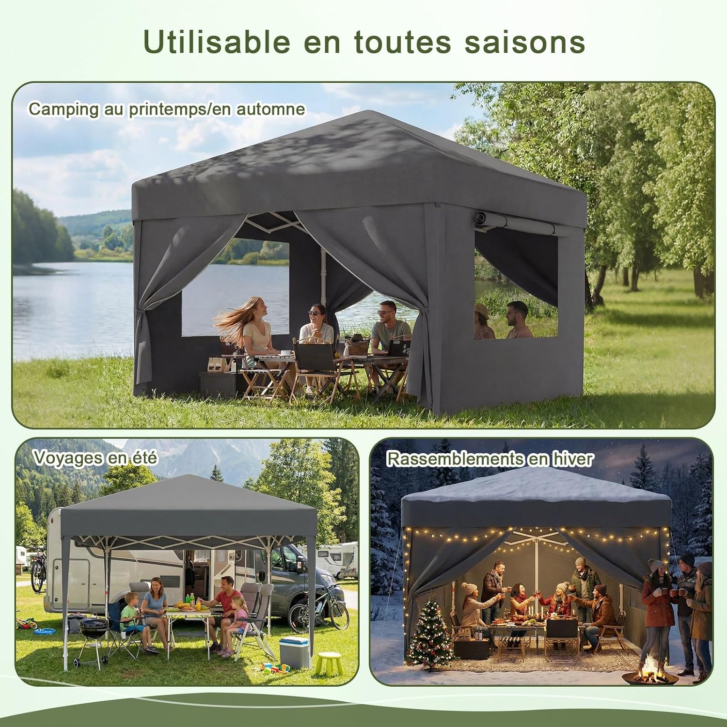 Devoko - tonnelle pliante 3x3m - imperméable, moustiquaire, UV50+