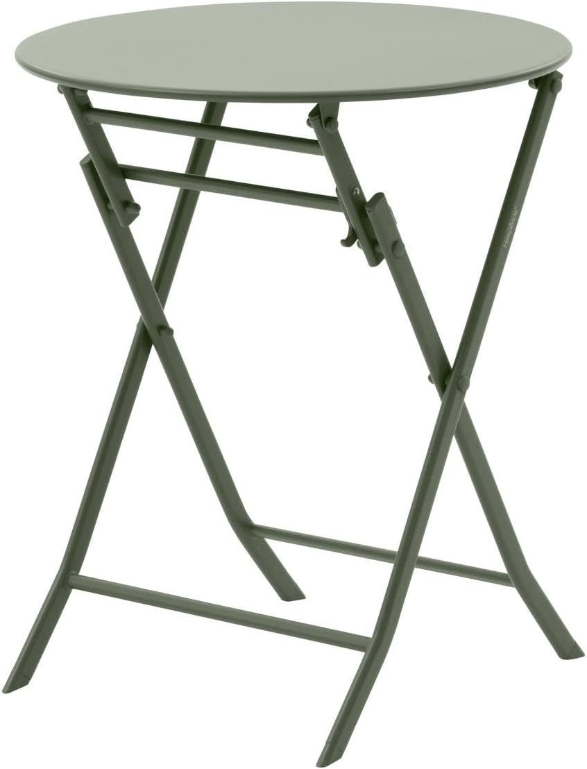 Hespéride - Greensboro ronde 2 places - acier vert laurier renforcé - table de jardin pliante