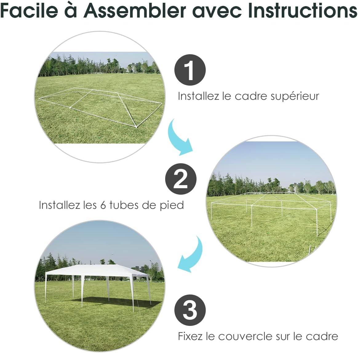 Costway - Tonnelle pliante série jardin - 3x6m - étanche, tube métal