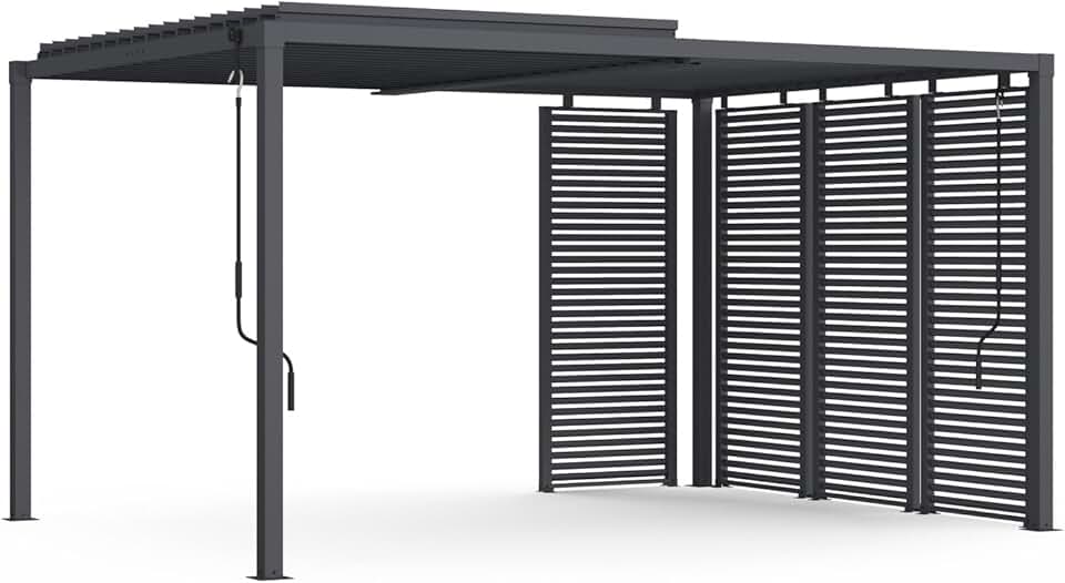 IDMarket - Pergola bioclimatique acier 3x4m lames orientables gris