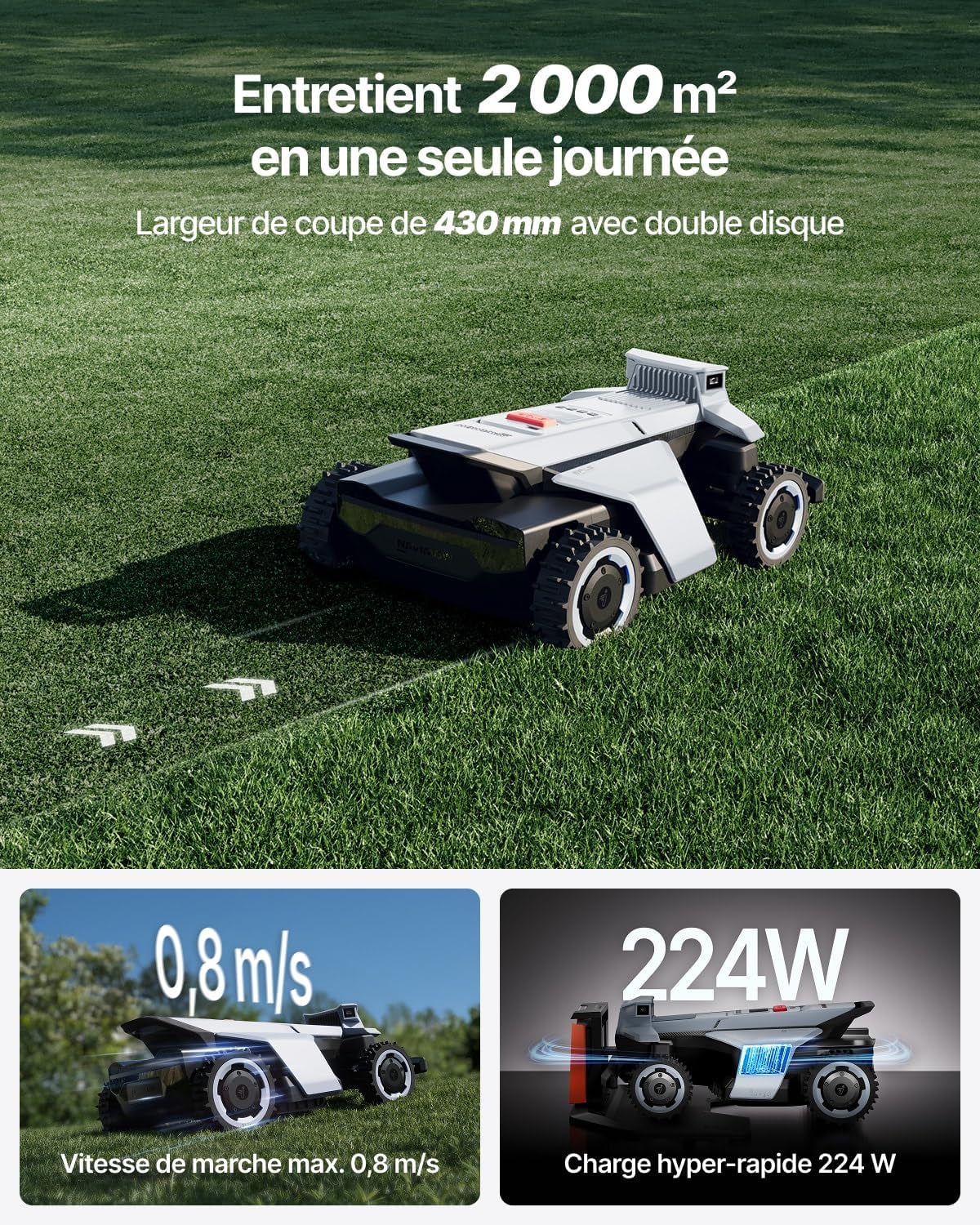 Segway - Navimow X420 - robot tondeuse 4x4, pente 84%, 2000 m², X420
