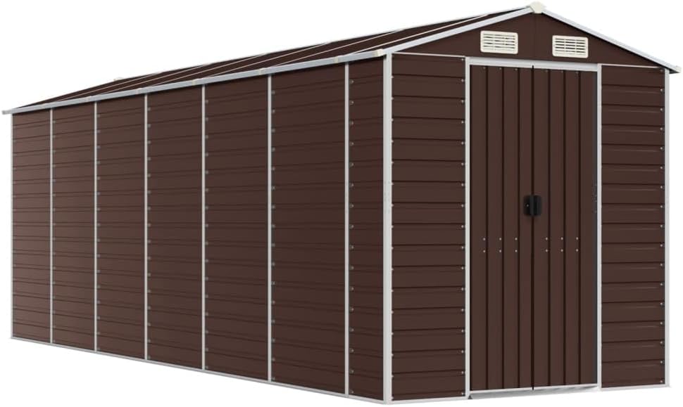 vidaXL - Abri de jardin acier galvanisé marron 191x555x198 cm