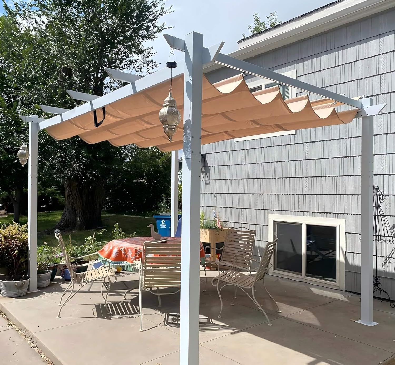 PURPLE LEAF - Pergola aluminium - 4x3m - éclairage intégré, toit kaki
