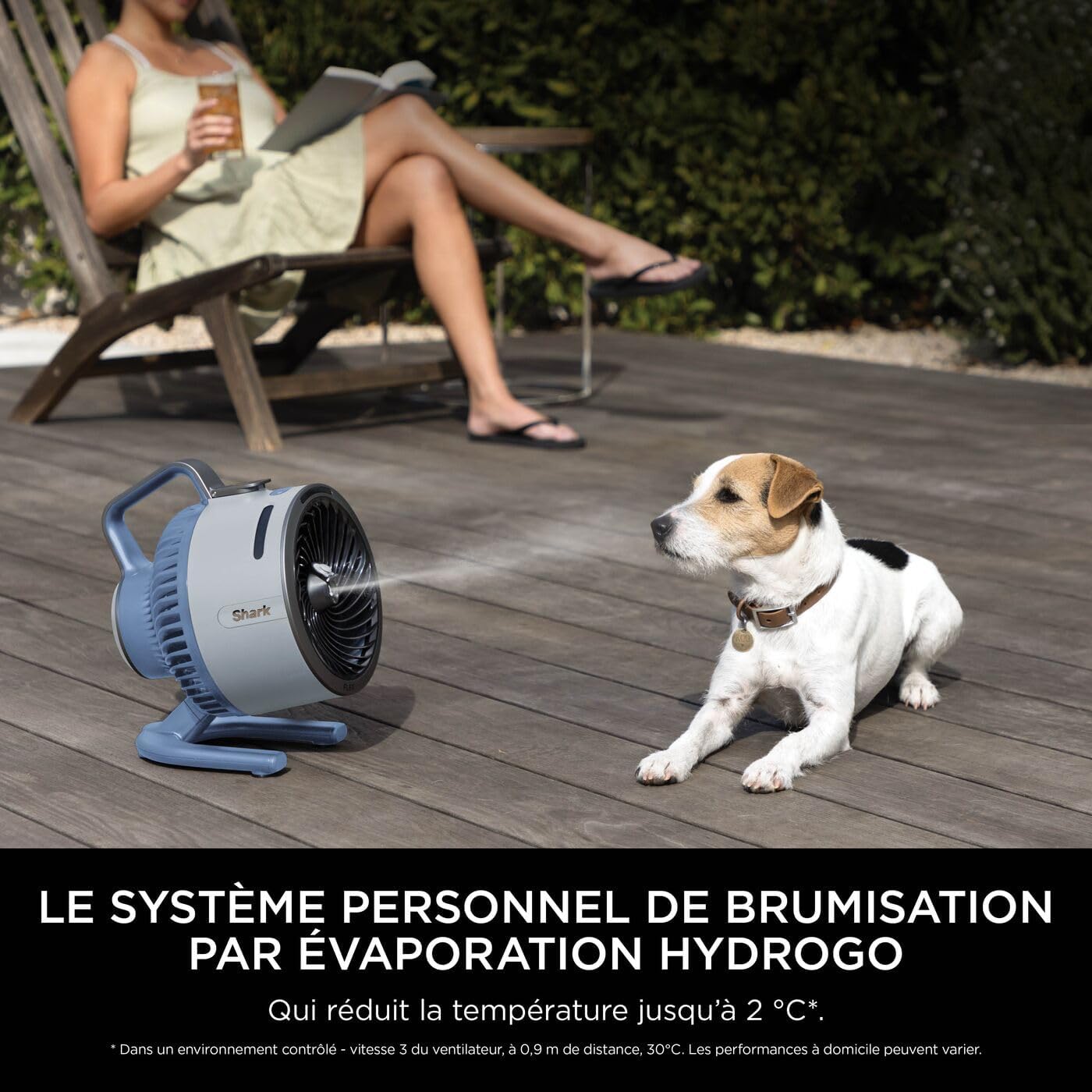 Shark FlexBreeze HydroGo, ventilateur brumisateur portable, rafraîchisseur d'air silencieux intérieur/extérieur, discret et durable, avec/sans fil, léger, 5 réglages de vitesse, Glacier FA050EUBL