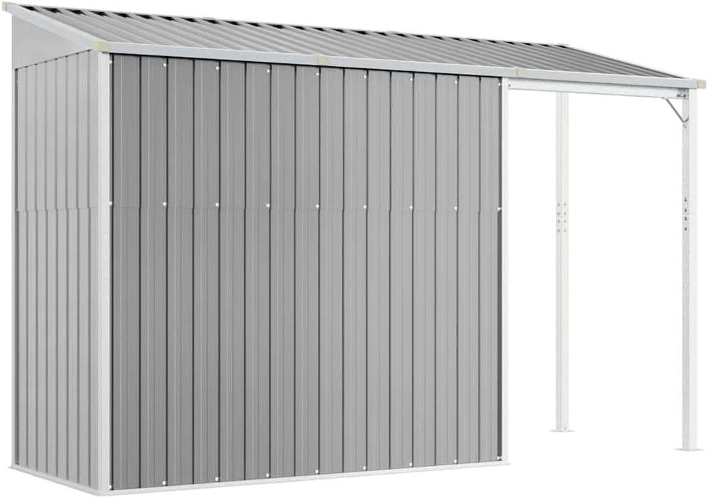 Générique Abri de Jardin avec Toit prolongé Gris Clair 277x107x181 cm, Maison & Jardin, Pelouses & Jardins, Vie en extérieur, Structures extérieures, Cabanes & abris de Jardin, Gris, (Poids 41.56KG)