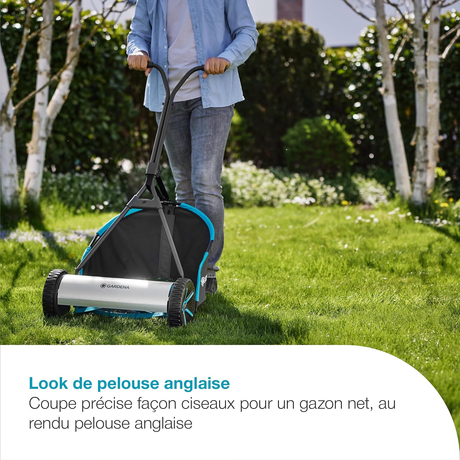 Gardena - Tondeuse Manuelle Plus 400 - 40 cm - Coupe sans fil, bac, 250 m² - 11765-20