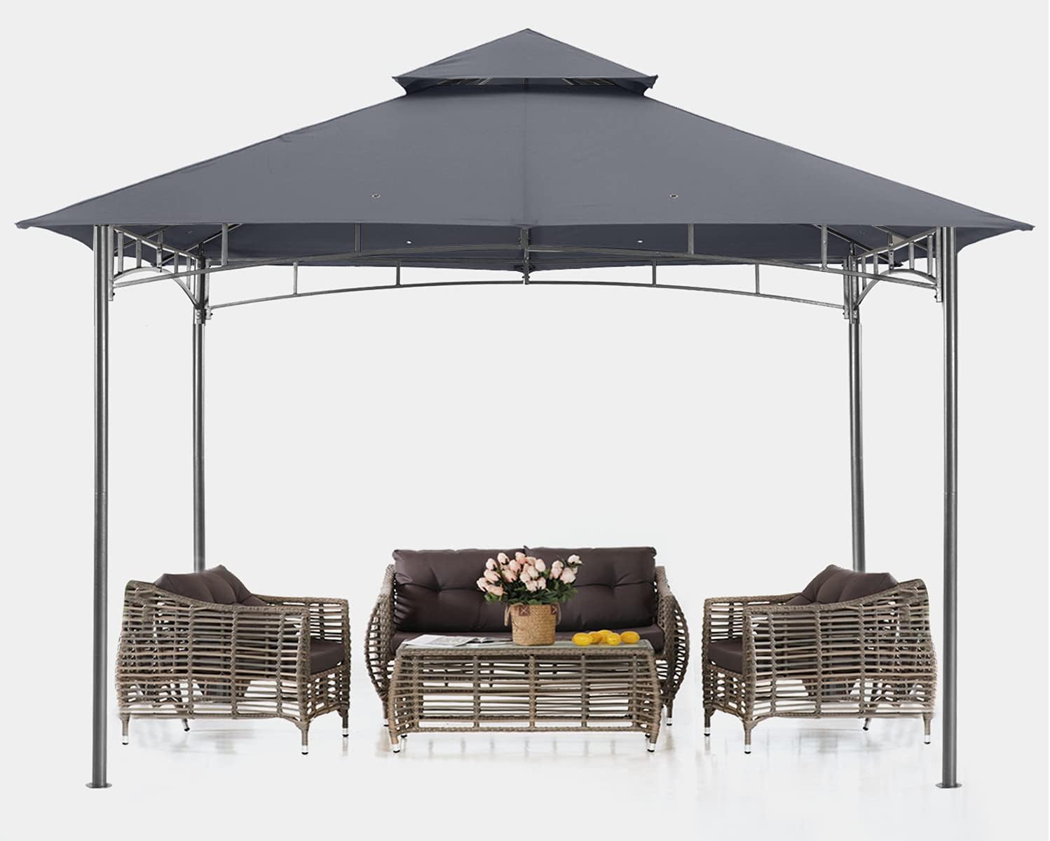 ABCCANOPY - Abri de jardin terrasse, 2,4x2,4m, cadre acier, gris