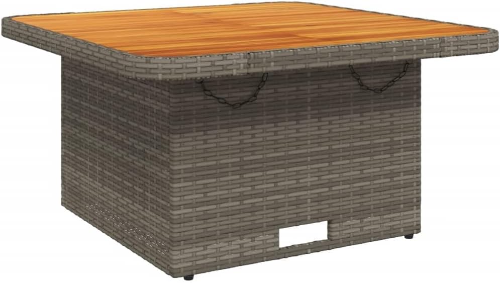 vidaXL - Table de jardin en résine tressée et acacia - gris - extérieur