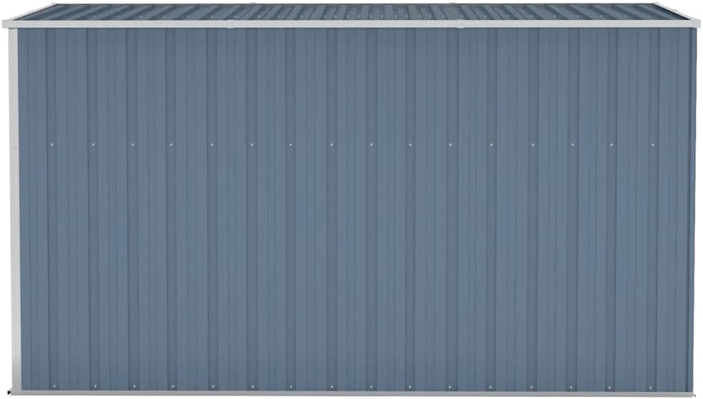 Abri de jardin mural gris 118x288x178 cm acier galvanisé, 40.02kg