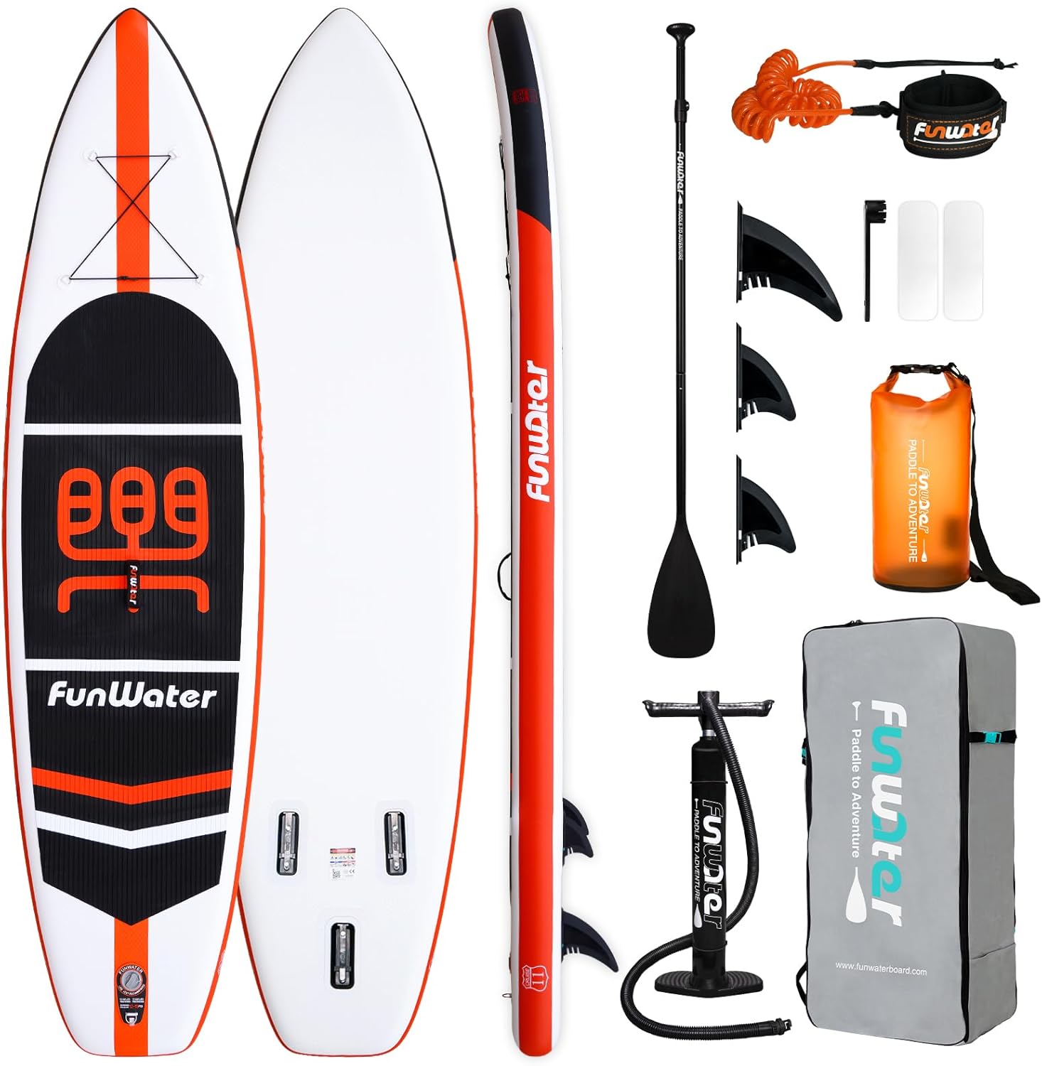 FunWater - SUP gonflable tous niveaux - antidérapant EVA - pack complet