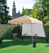 Yaheetech Tonnelle pliable 3 x 3 m étanche avec 1 paroi latérale, une poussée