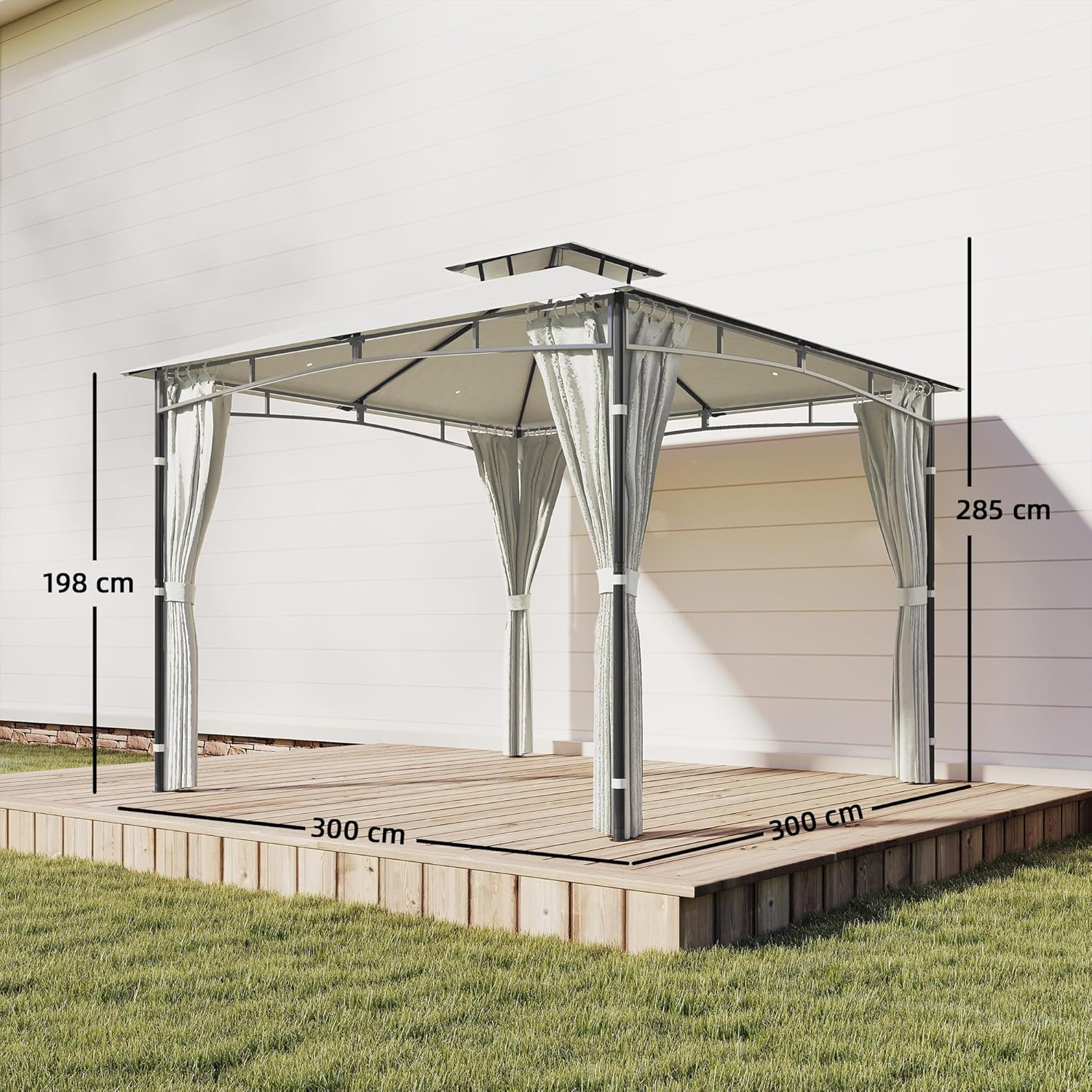 Outsunny - Pavillon rétractable 3x3m - toit double UV50+ crème