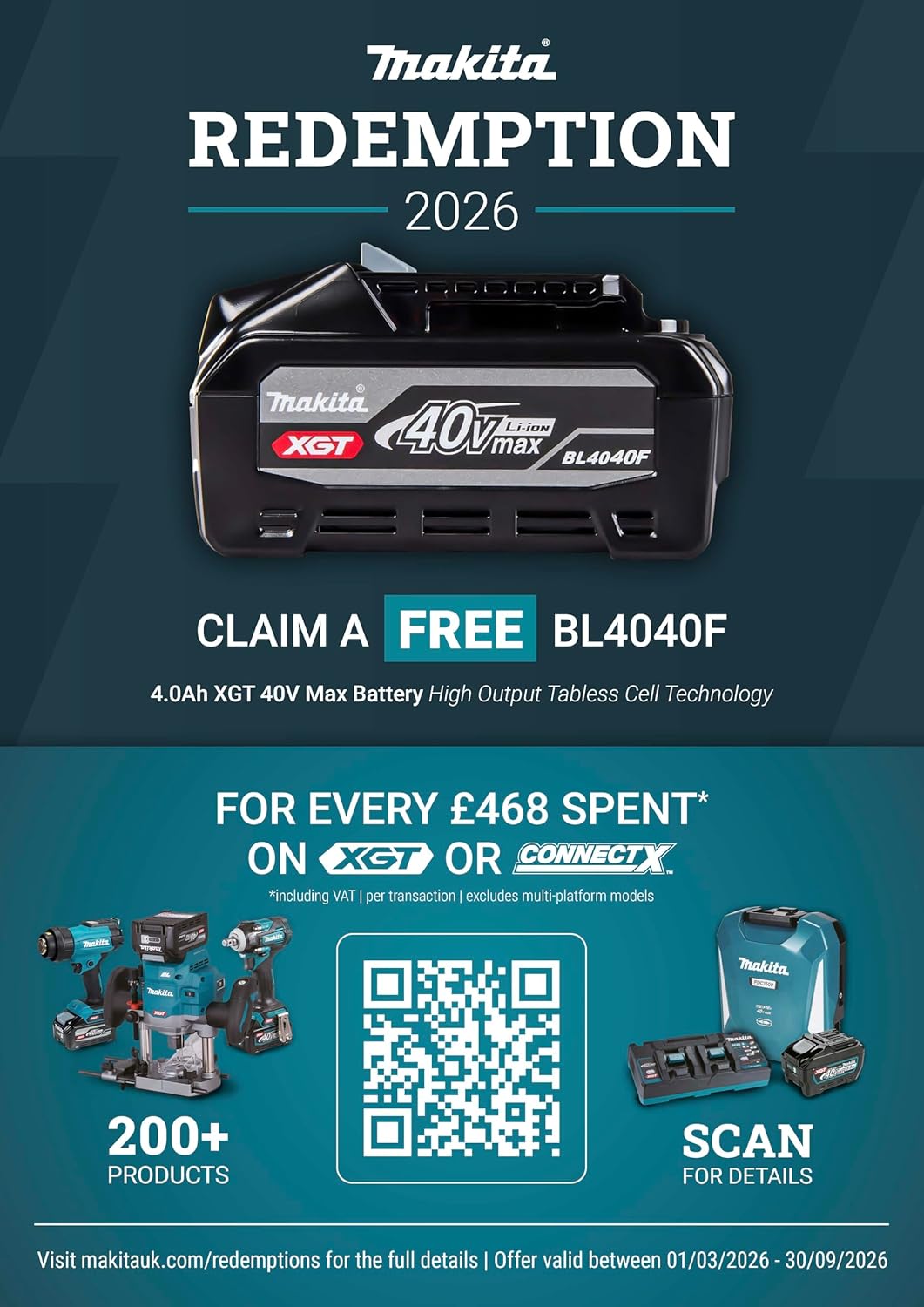 Makita UC030GZ 40 V Max Li-ion XGT Tronçonneuse sans balais 500 mm, piles et chargeur non inclus