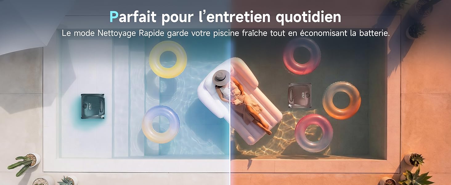 Le texte se lit comme suit : « Parfait pour l'entretien quotidien » et « Le 'noo' techniqué légère sens voie grâce à la tradition à ce communiqu à batteria ». Intérieur de maison moderne avec chargeur mural, éclairage décoratif et coin cuisine avec ustensiles de cuisine.