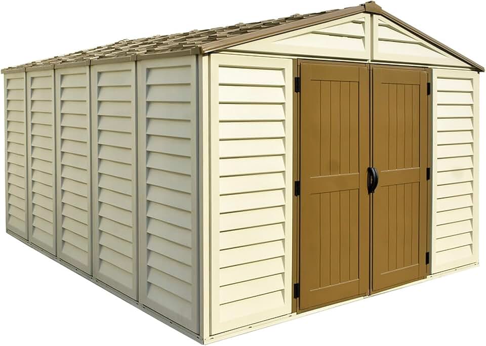 Duramax - Woodbridge Plus - 10,5'x13' - abri jardin résine, beige/brun, 399,8x318,7x222 cm