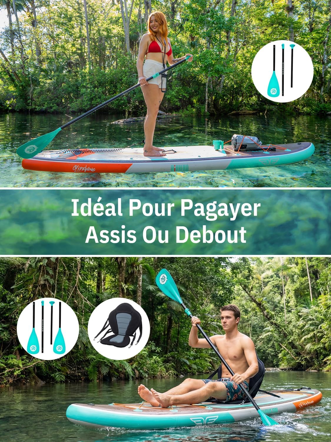 Niphean - Extra Large Paddle - 2+1 pers - gonflable, kit débutant, housse étanche