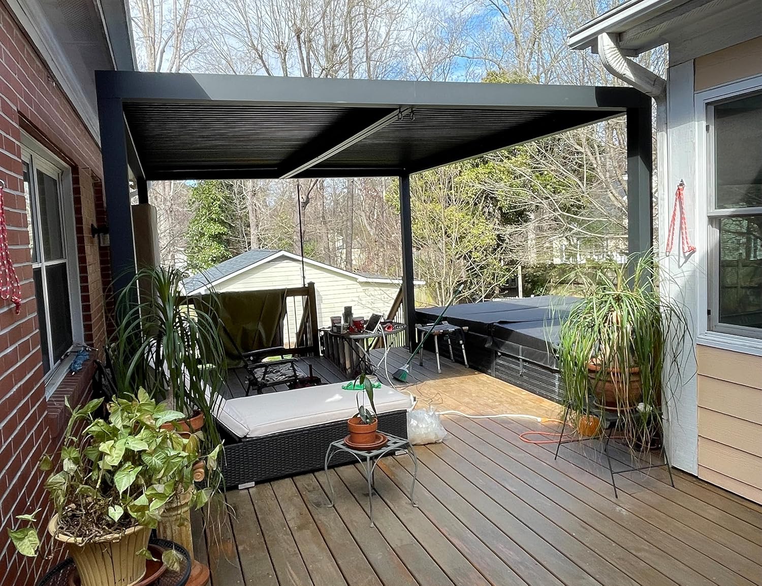 PURPLE LEAF - pergola bioclimatique - 4,24x3,3m - alu, persienne fixes, gris