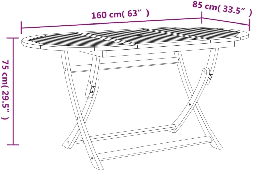 vidaXL - Table de jardin pliante, bois d'acacia, patio extérieur, moderne