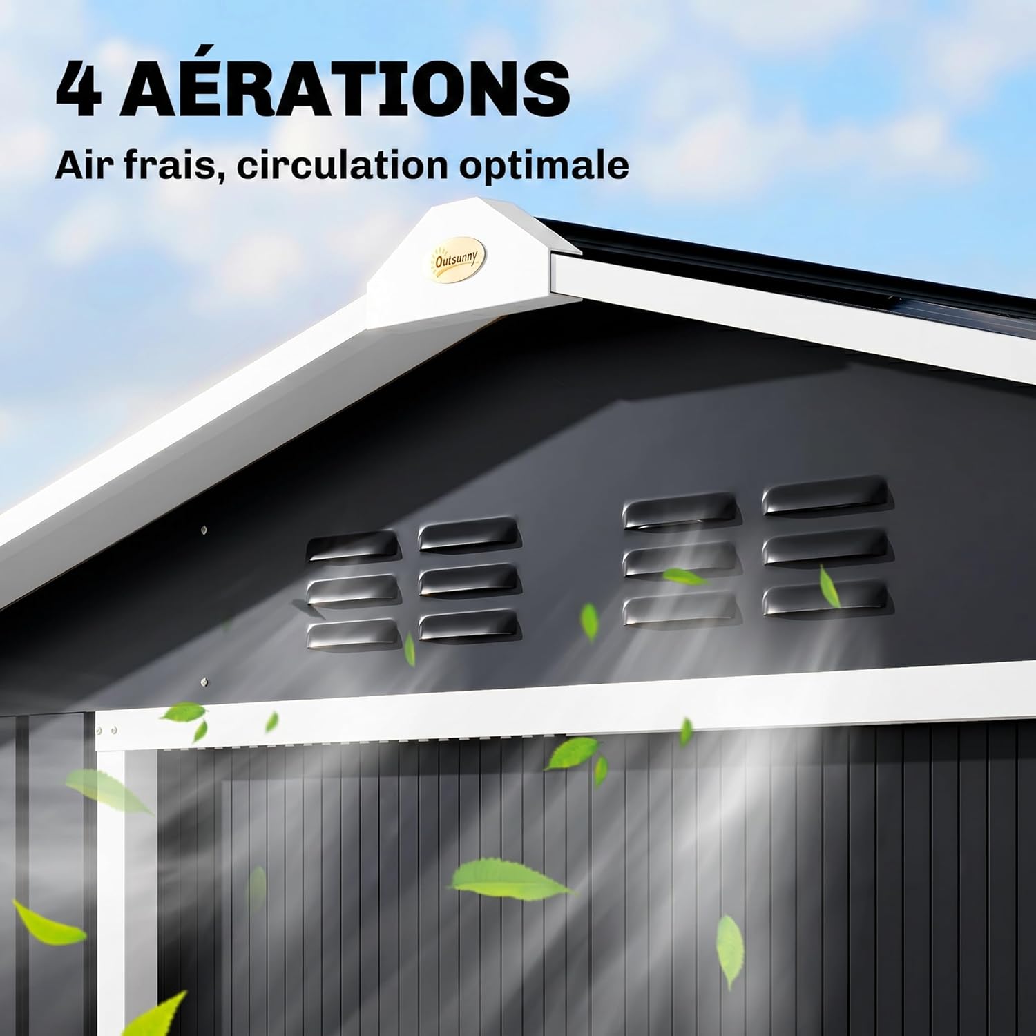 Outsunny - Abri métal avec fondation, porte coulissante, 213x130x185 cm