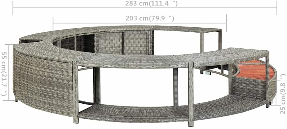 vidaXL - Cadre de Bain à Remous - Résine tressée - Résistant aux intempéries, marche d'entrée, enceinte de spa