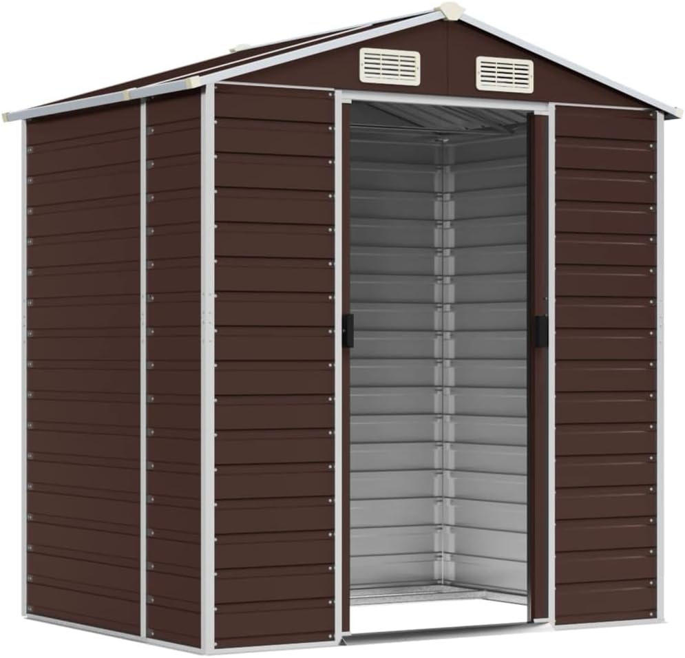 vidaXL - Abri de jardin - 191x130x198 cm - acier galvanisé, marron