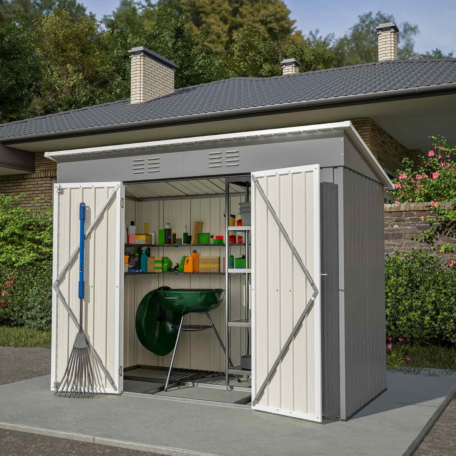 Abri de Jardin en Métal 242x126x182cm,cabane de Jardin