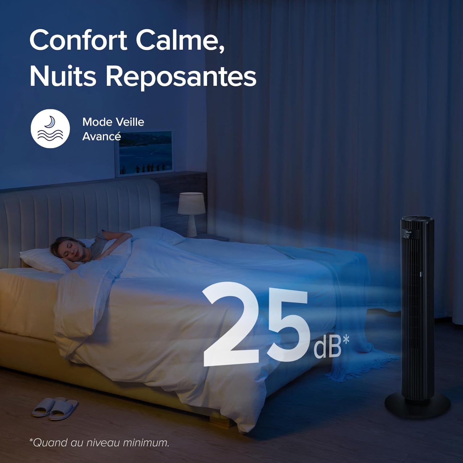 LEVOIT - ventilateur colonne WiFi 108 cm, 12 vitesses, 25dB, Alexa
